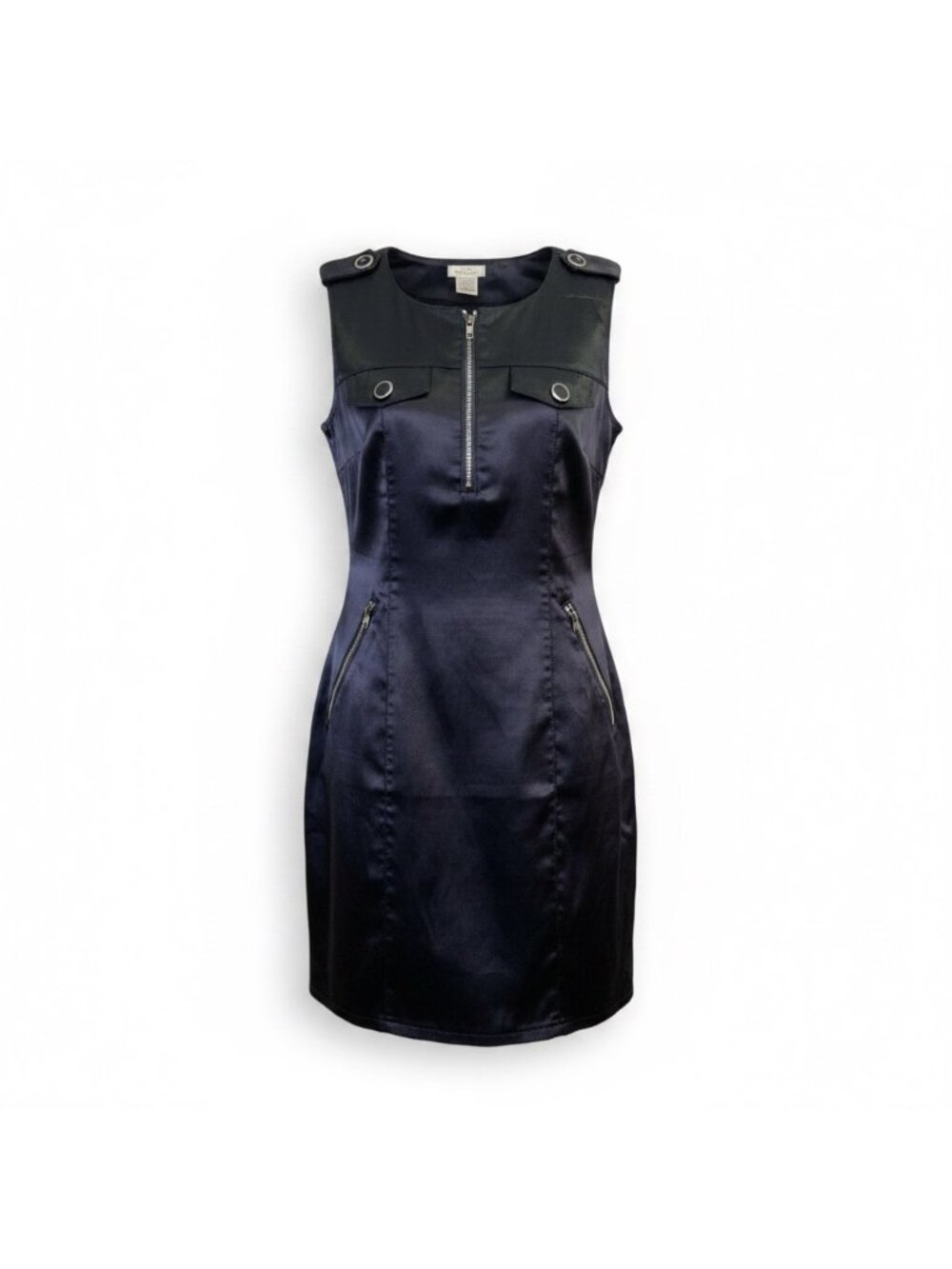 S Line Womens Black Sleeveless Zip Front Dress Size M